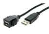 Keystone schwarz, USB2.0A Buchse auf Stecker mit 0,5m Kabel 