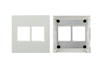 45x45, blank module, 2x Keystone, side outlet, pure white