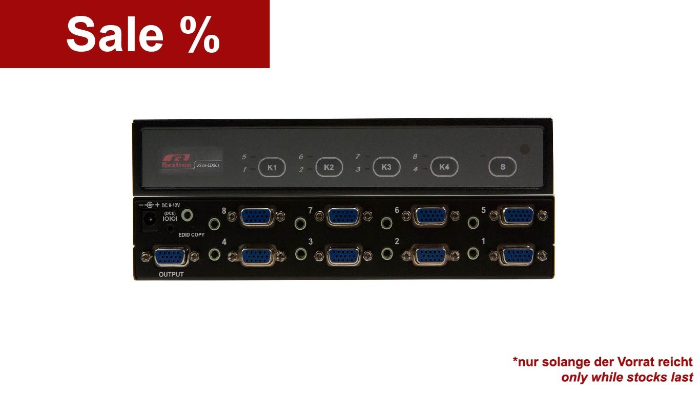 Video Switch VGA+Audio, 8 Input, 1 Output, serial, IR