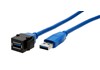 Keystone black, USB3.0A Female to Male with 0,5m cable 